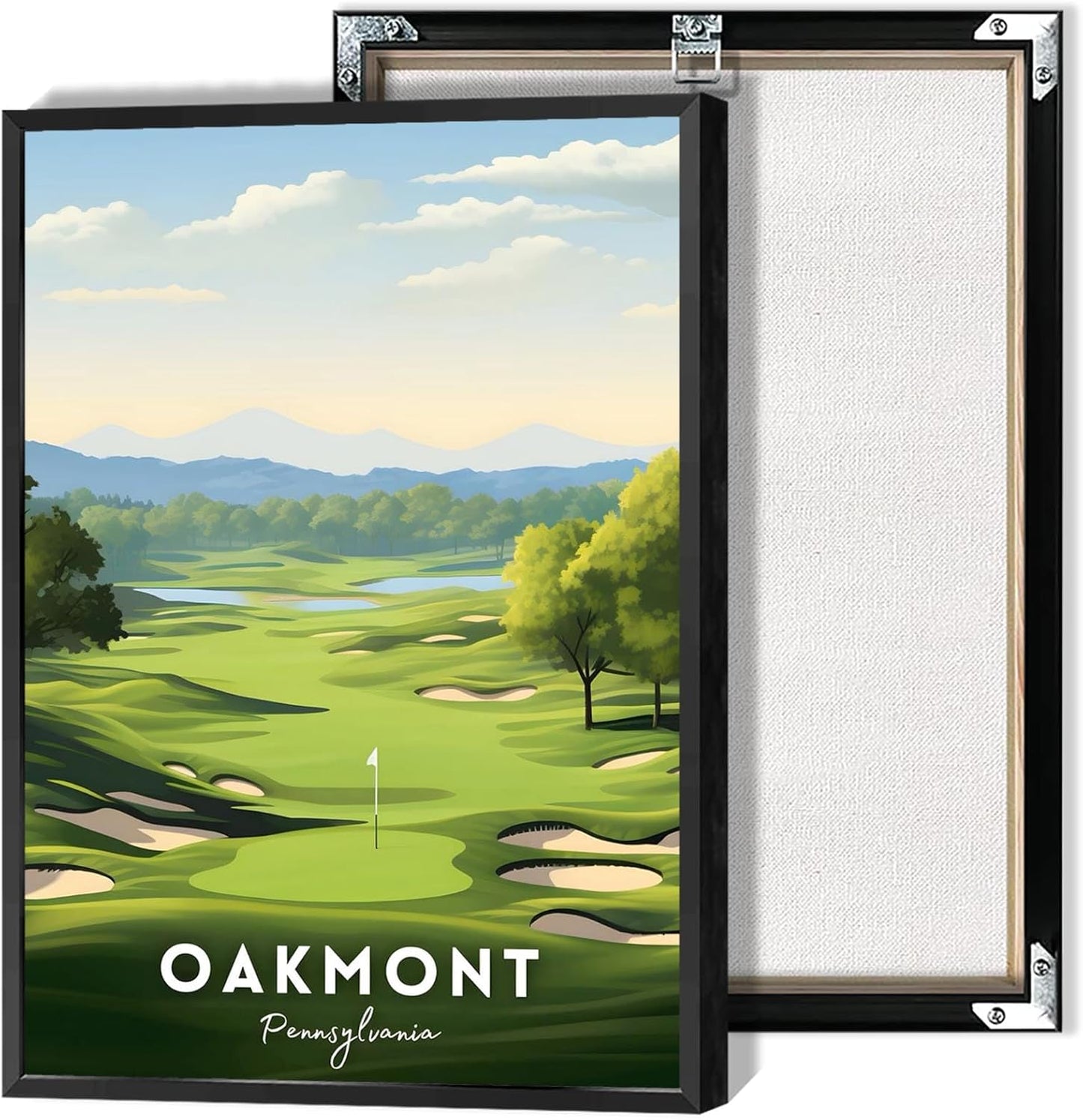 Oakmont Golf Course Poster Usa Travel Landscape Canvas Wall Art Unique Golf Lover Aesthetic Pictures Prints Painting For Living Room Bedroom Office Wall Decor 24x36in Framed