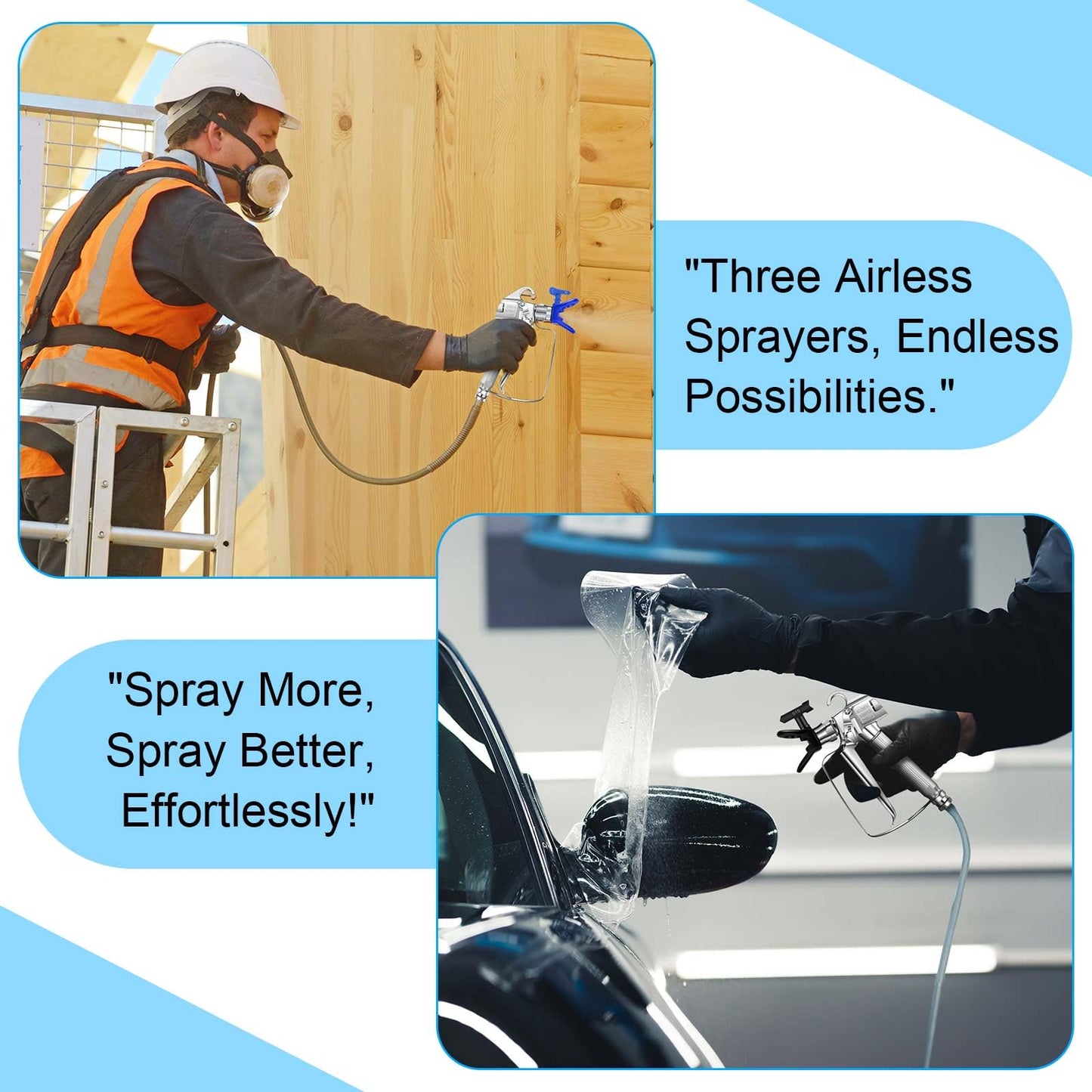 Threlaco 3 Sets 3600PSI Airless Paint Spray Gun with 513/515/519 Tip Swivel Joint High Pressure Airless Paint Sprayer Gun for Pump Sprayer Parts Accessories