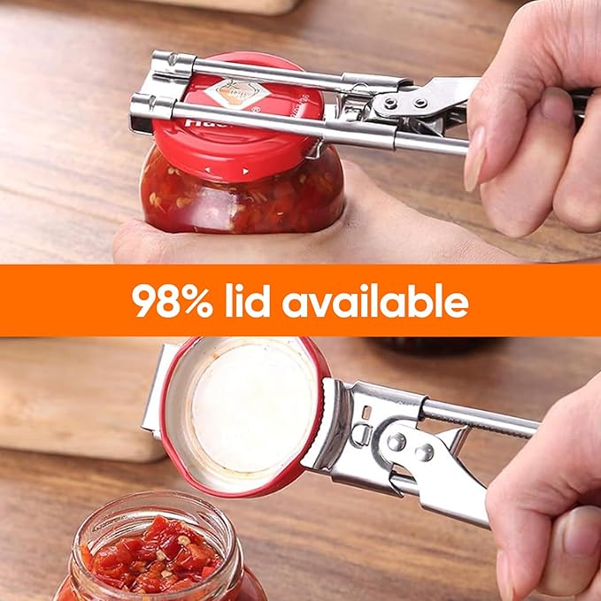 Jar Opener for Weak Hands, Adjustable Stainless Steel Lid Gripper, Effortless Multifunctional Bottle Opener for Seniors & Arthritis, Manual Jar Gripper Kitchen Accessories (2)