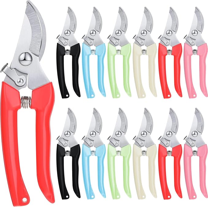 Lothee 12 Pcs Gardening Scissors Pruning Shears Stainless Steel Plant Scissors Flower Cutters for Stems Flower Clippers Garden Pruners for Cutting Flowers, Plants, Light Branches and Picking Fruits