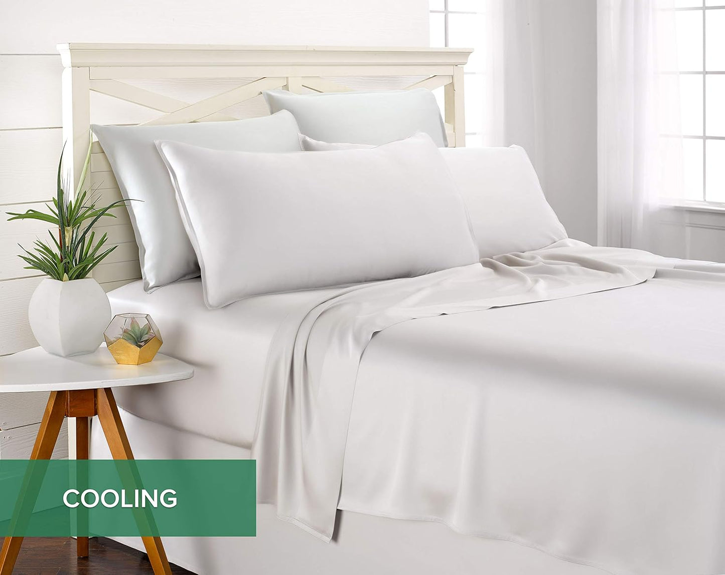 California King Sheets by Pure Bamboo, Genuine 100% Organic Viscose Derived from Bamboo Bed Sheet Set, Soft & Cooling, Double Stitching, Lifetime Quality Promise (California King, White)