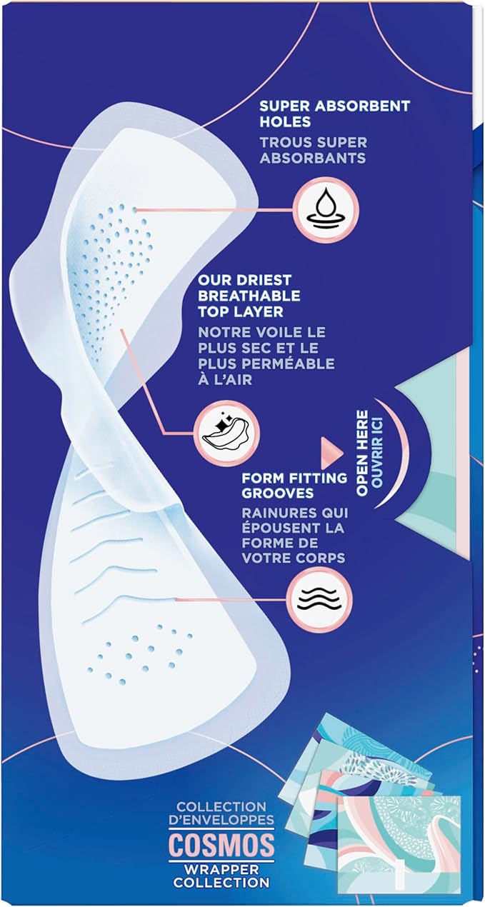 Always Infinity Feminine Pads for Women, Flexfoam Pads with Wings, Size 4, Overnight Absorbency, Unscented, 78 Count (3 Packs of 26)
