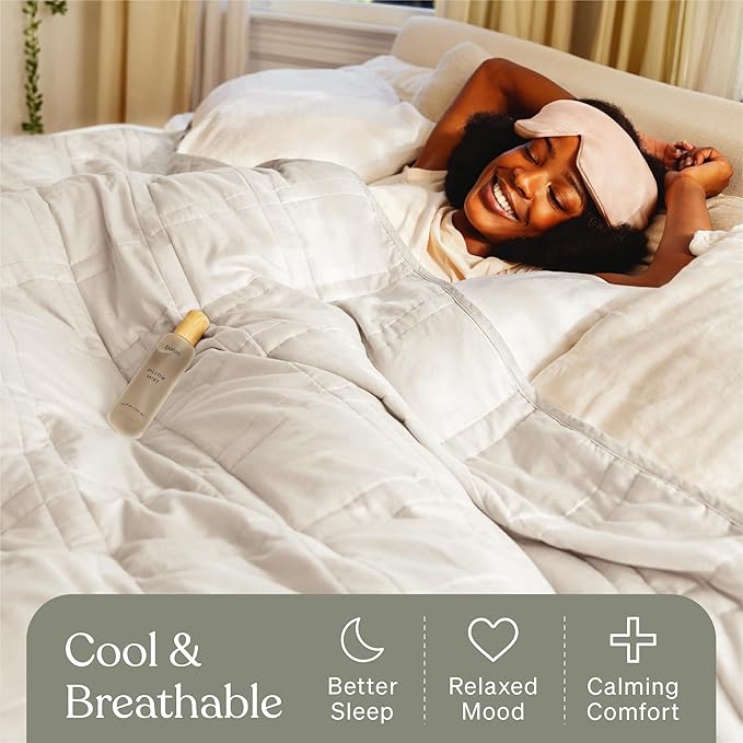 Baloo Weighted Blanket for Adults 20 lb (Vert, 80"x87") | Cool & 100% Cotton | Machine Washable & Dryer Safe | Glass Microbead Fill