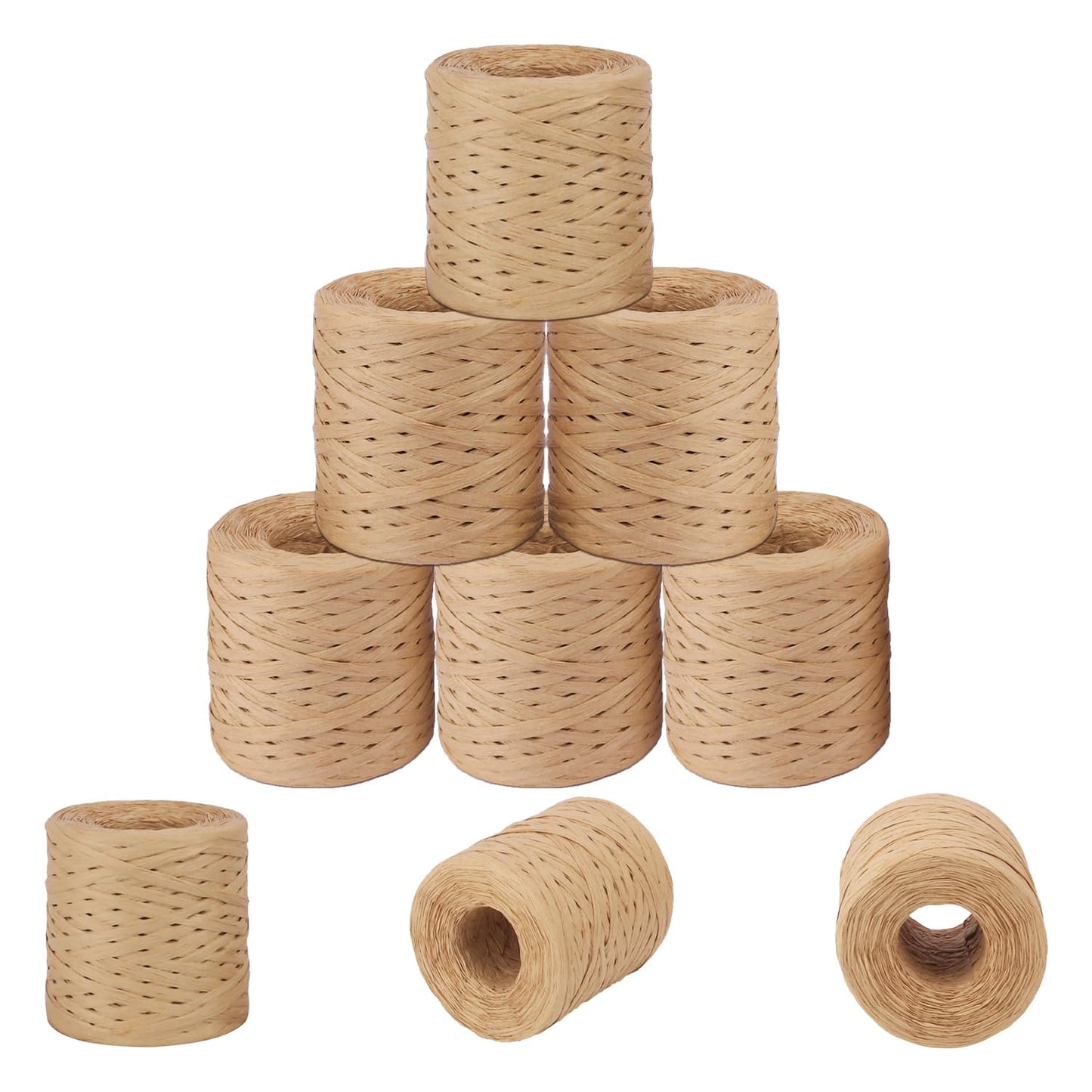 9 Roll 218 Yards Raffia Ribbon, Versatile Raffia Yarn for Crochet, Raffia Paper Ribbon for Gift Wrapping, Paper Ribbon, and Raffia String. (Total 1962 Yards) by IHDYPPEW