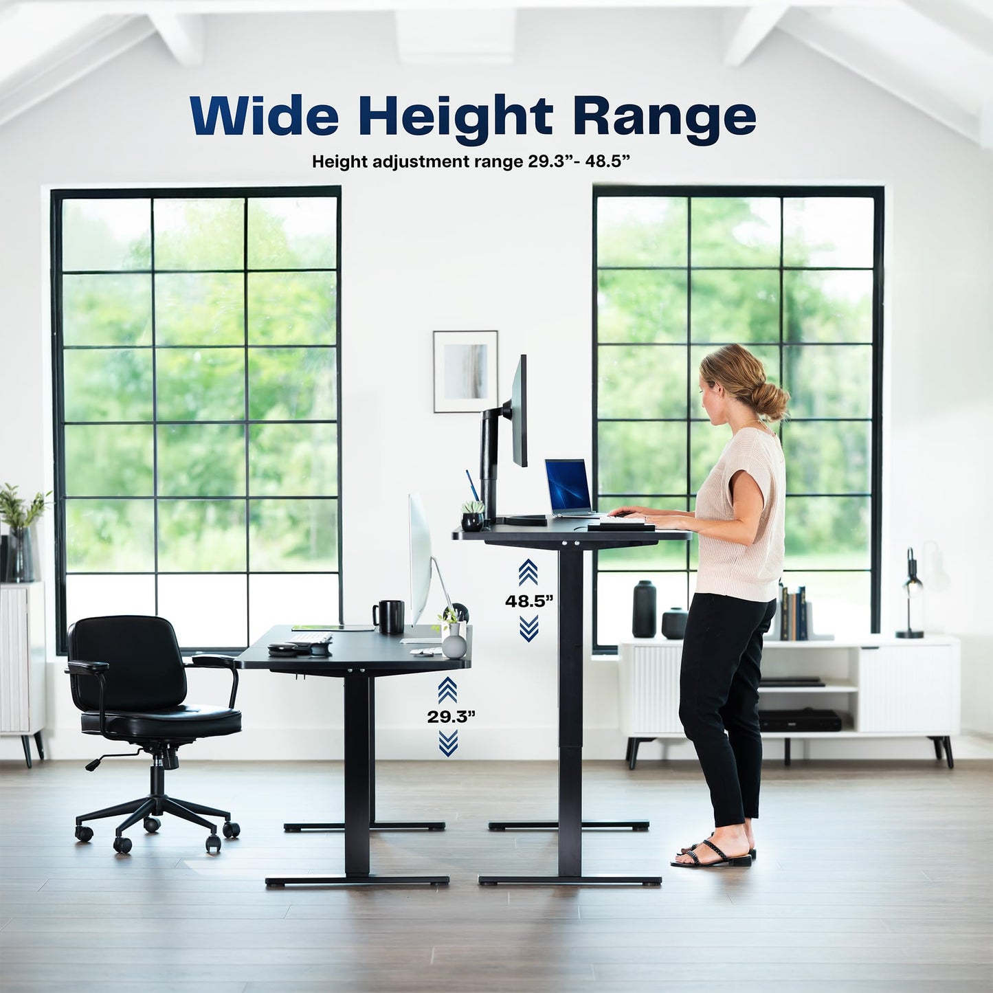 VIVO Electric 60 x 24 in Standing Desk, Memory Height Adjustment, 1B Series, Holds 220 lbs, One-Piece Dark Walnut Top, White Frame, DESK-KIT-1W6D