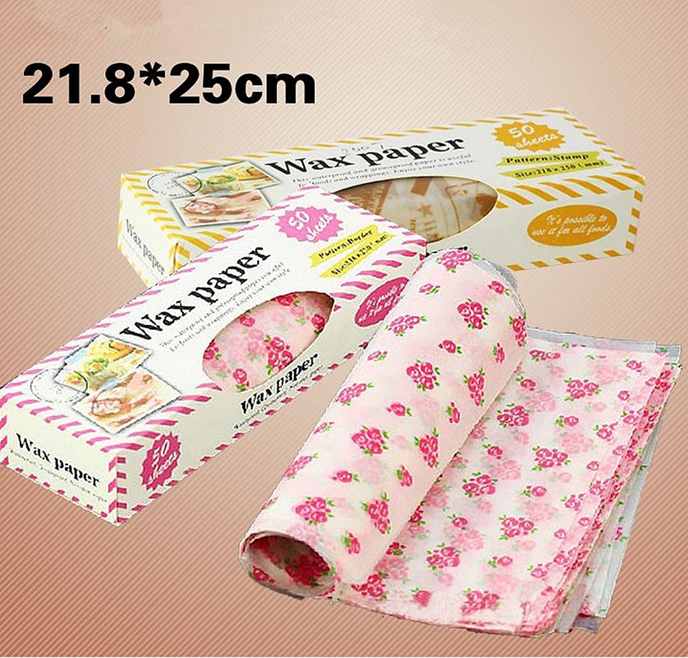 meleg otthon 50 Pcs Floral Deli Wax Paper Sheets, 9.8 x 8.4 in, Sheets for Food Basket Liners, Greaseproof Deli Squares Sanwich Wrappering Paper for BBQ, Picnic, Festival, Party, Fair Neyimqr