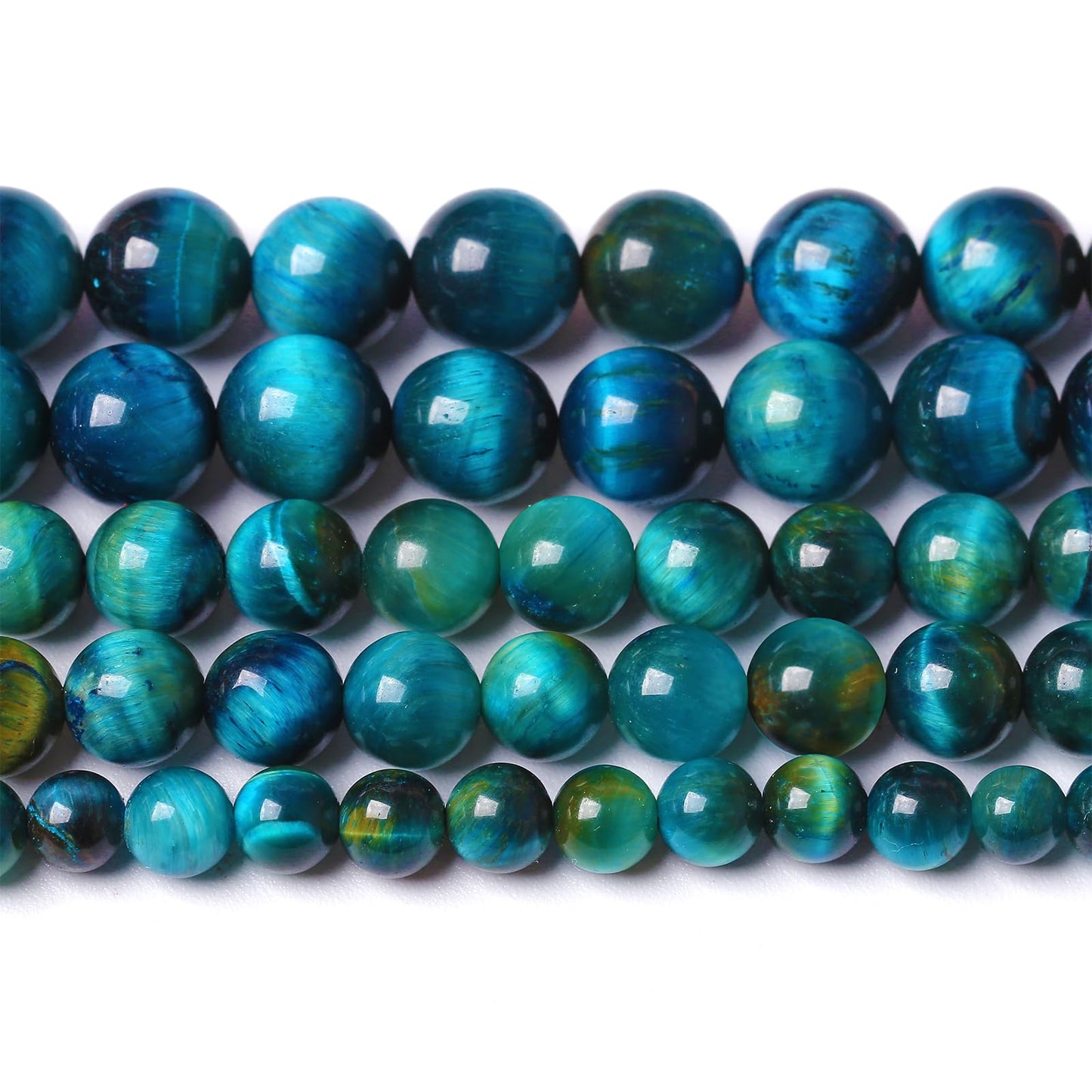 8mm 45PCS Peacock Blue Tiger Eye Stone Beads Natural Crystal Spacer Loose Beads for Jewelry Making DIY Bracelet Semi Precious 1 Strand 15 inches
