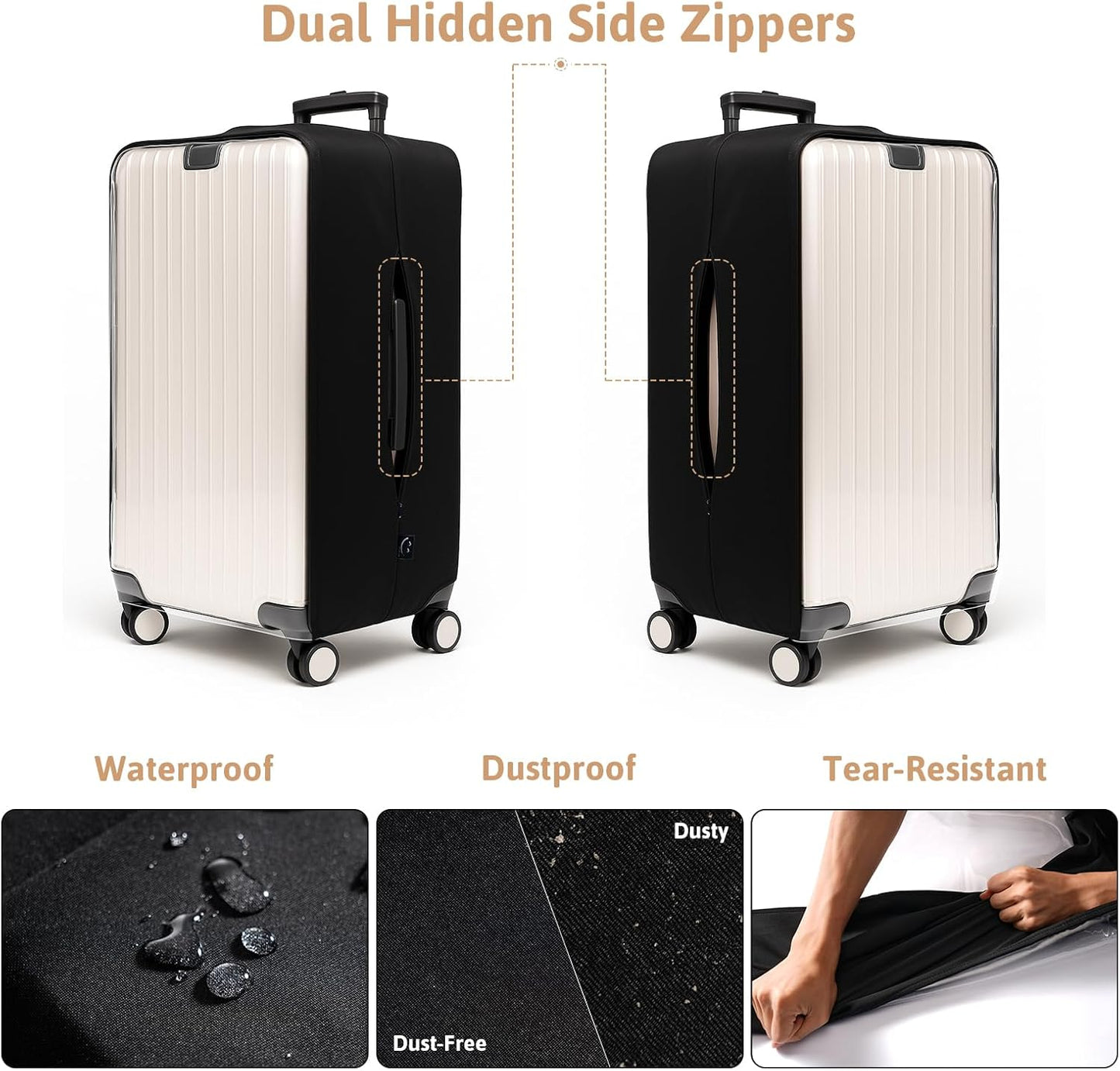 OrgaWise Clear Luggage Cover, For Suitcase Tsa Approved Transparent TPU Suitcase Cover Protector Fit 22-24 Inch Luggage