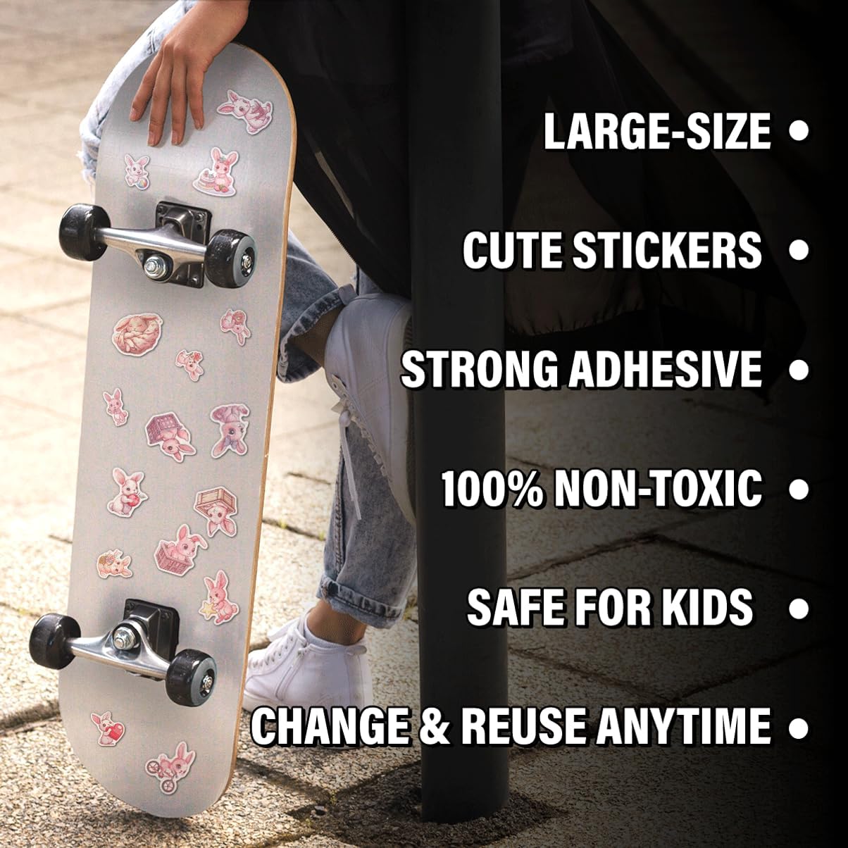 Cute Pastel Bunny Stickers Pack 108Pcs Vinyl Rabbit Decals for Kids Teens Scrapbooking Journaling DIY Phone Case Water Bottle Laptop Skateboard Bedroom Hat Bike