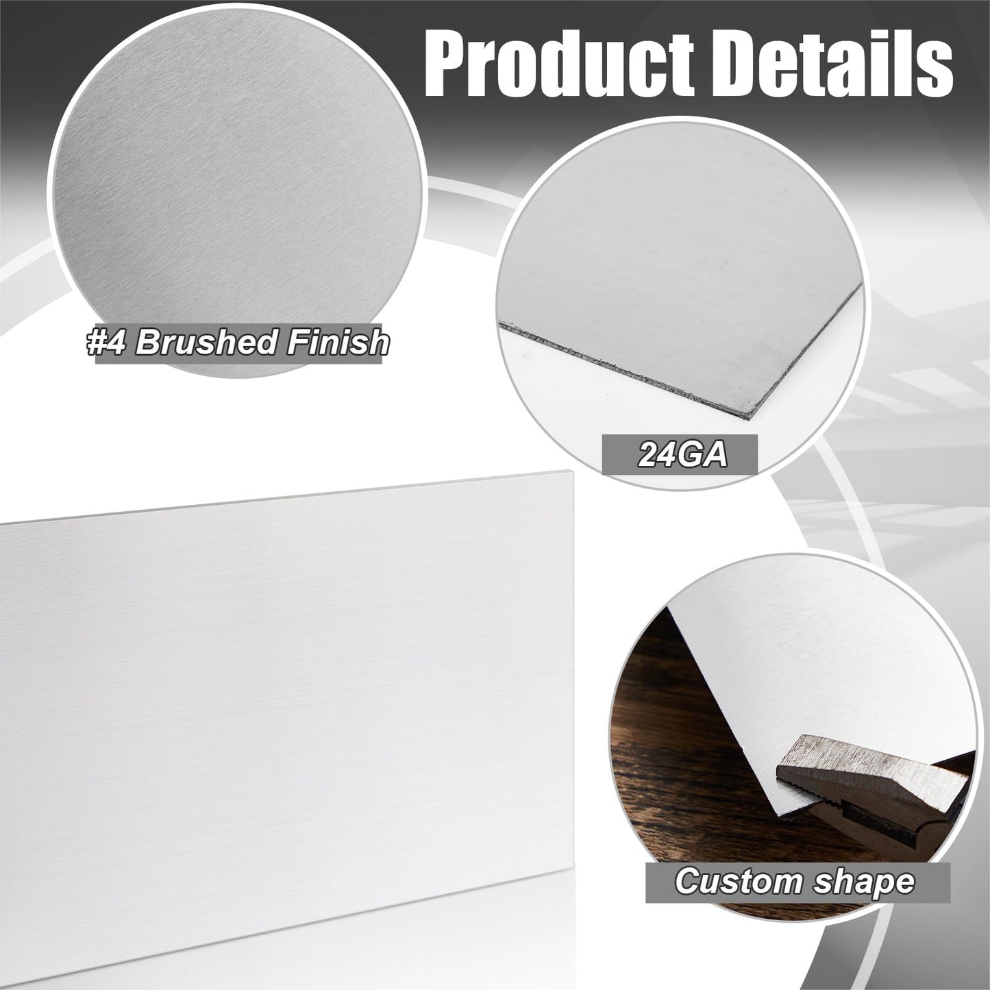MorningRo 430 Stainless Steel Sheet Metal 24 x12 Inches 24ga Metal Plates Panel #4 Brushed Finish Magnetic Mount Board Wall Food Truck Restaurant Crafting Kitchen Floor Trailer Garage Gym (1 Pack)