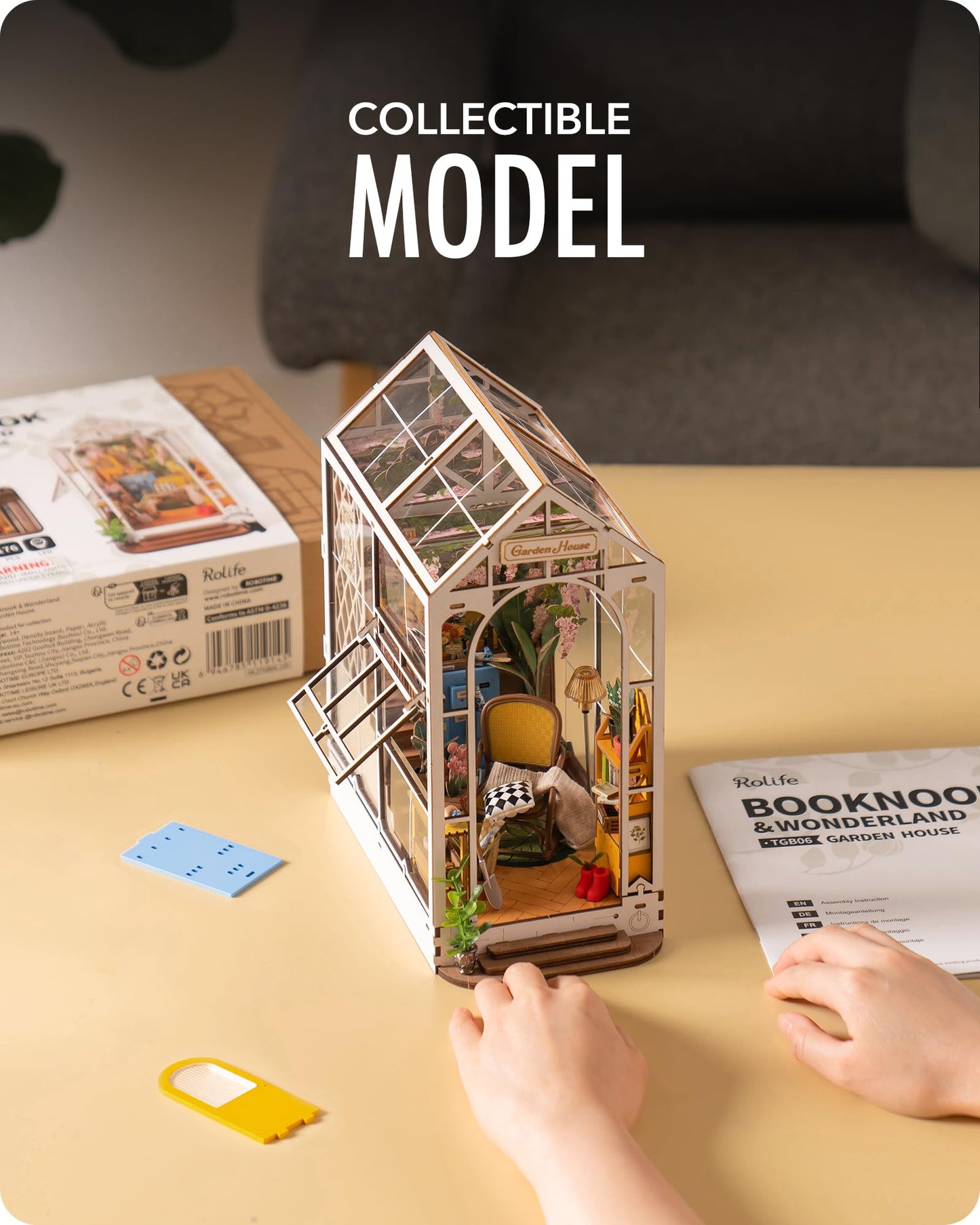 Rolife DIY Book Nook Kit Garden House, DIY Miniature Booknook Kit 3D Creative Decorative Bookend Bookshelf Insert 3D Puzzle for Adults, Halloween/Christmas Decorations/Gifts for Adults (Garden House)