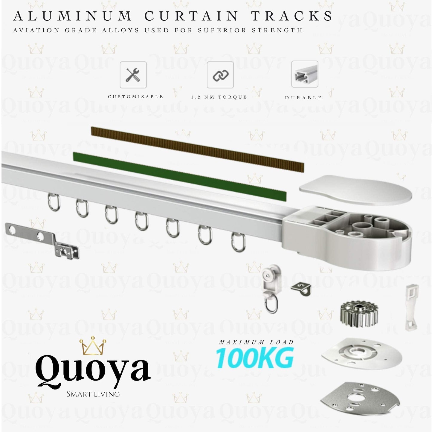 Quoya Ql500 Smart Curtains System, Electric Curtain Track With Automated Rail?Motorized And Adjustable Tracks/Rod/Pole (Up To 3.
