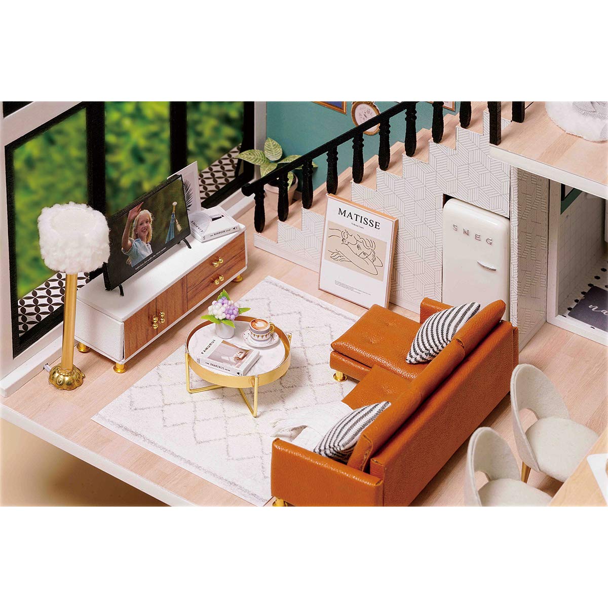 GuDoQi DIY Miniature Dollhouse Kit, Tiny House with Furniture and Music, 1:24 Scale, Great Crafts Gift for Birthday Christmas Day, Comfortable Life