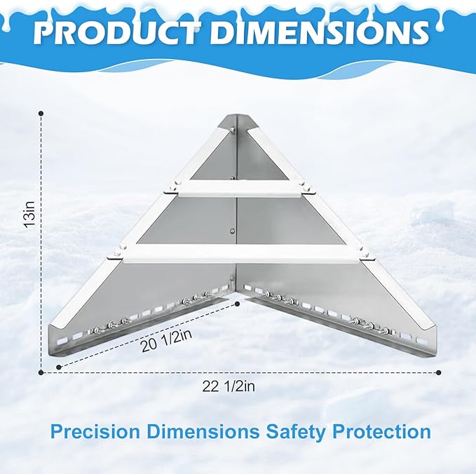 PakaLife Snow Guards for Roof,Snow Splitter&Diverters Guards for Metal Roofs,Snow Removal,Forprotection Stack Pipes and Chimneys Roof,Adjustable Angle and Easy to Install(Silver)