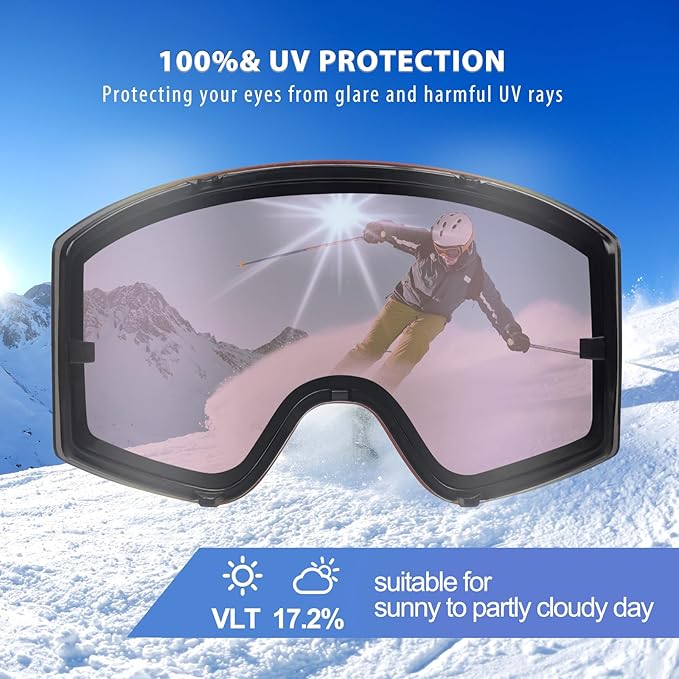 EXP VISION Ski/Snowboard Goggles Parent-child Snow Goggles Over Glasses for Men, Women Youth Kids