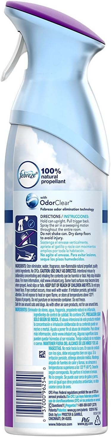 Febreze Air Freshener Spray, Spring & Renewal Scent, Odor Eliminator for Strong Odors, 8.8 oz (Pack of 6)