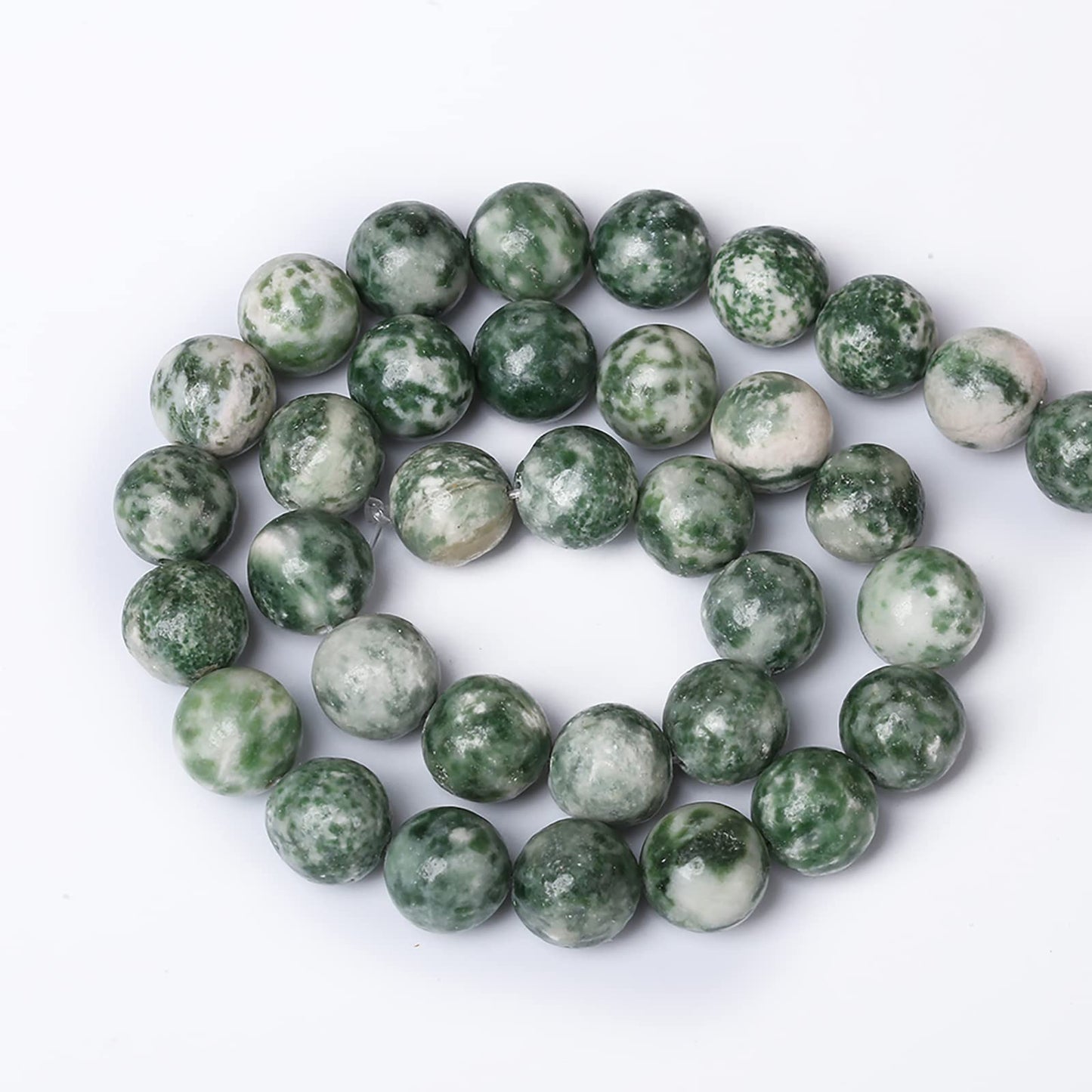 60pcs 6mm Natural Green Spot Stone Stone Beads for Jewelry Making Loose Spacer Round Beads DIY Bracelets Necklaces 15" (6mm, Green Spot Stone)