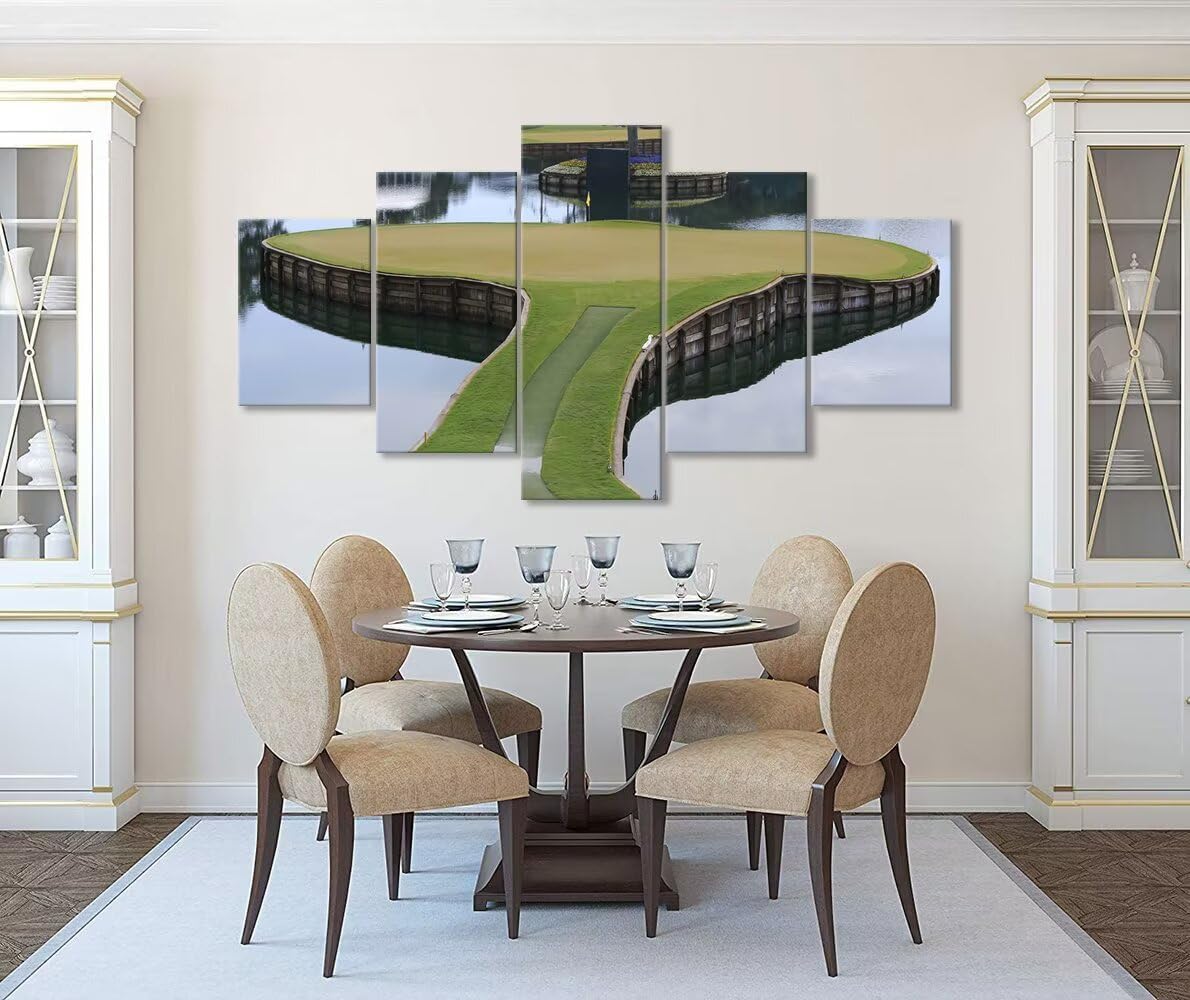 chenchenArt TPC Sawgrass Golf Course Wall Art Pictures USA Golf Course Wall Decor for Living Room Bedroom Bathroom Home Decorations Golf Artwork Canvas Pirnts Framed Ready to Hang(50''W x 24''H)