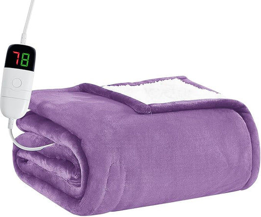 BOMOVA Heated Electric Blanket Full Size - 72" x 84" Heating Blanket with 10 Heating Levels & 8 Hours Auto Off, Warm Flannel Blanket, Christmas Birthday Gifts for Women