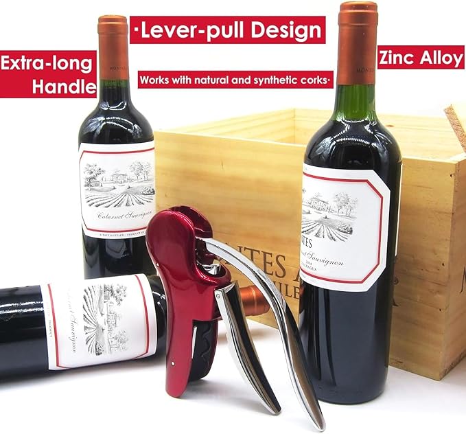 KAYCROWN Professional Zinc Alloy Power Wine Opener Corkscrew Built-in Foil Cutter Premium Lever Corkscrew Waiter Wine Opener Kit Bottle Opener