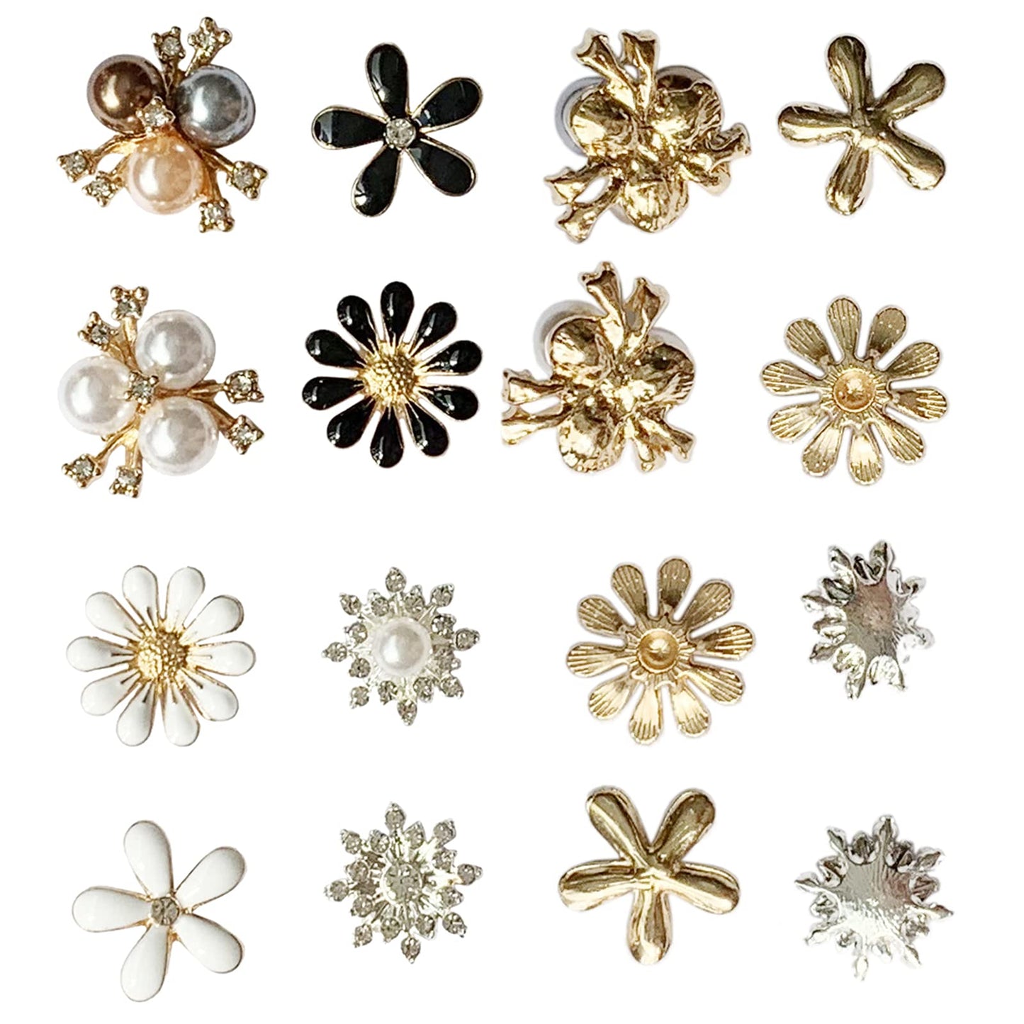 Mililanyo 80 Pieces Flower Rhinestone Buttons Faux Pearl Buttons Flat Back for Jewelry Making Wedding Party Home Decoration DIY Craft Hair Accessory