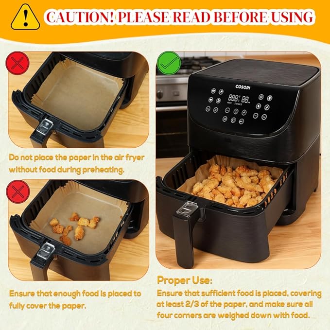 BYKITCHEN Air Fryer Sheets Liners for Ninja AG301 Grill, AF141 Pro 4-in-1 & More, 9in Disposable Square Air Fryer Parchment Paper Filters for 5 to 8 Qt, Ninja Foodi Grill Accessories(Set of 100)
