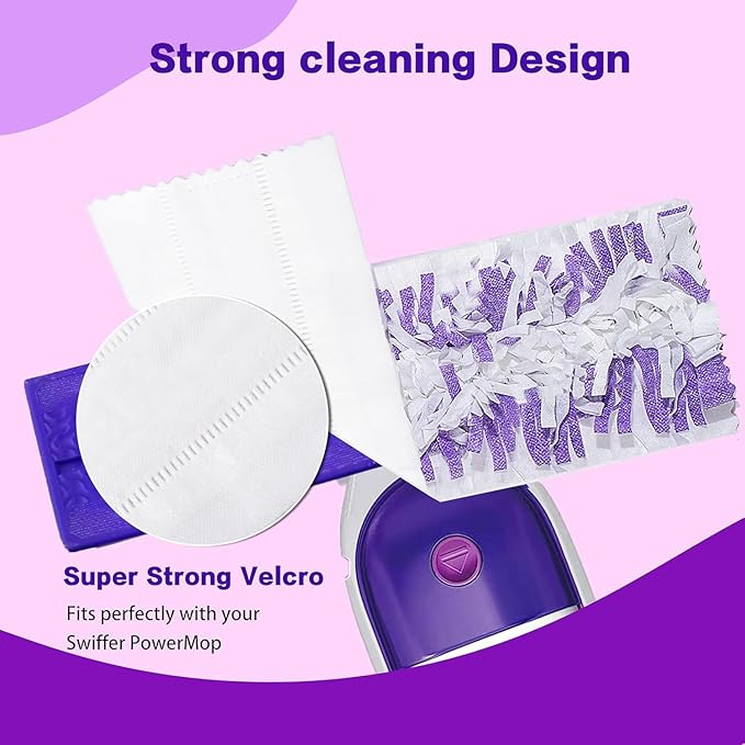 Disposable Mopping Pad Refills for Swiffer PowerMop Multi-Surface Mop and S.wiffer PowerMop Wood Mop, Spray Clean Pads Replacement (Purple -10)