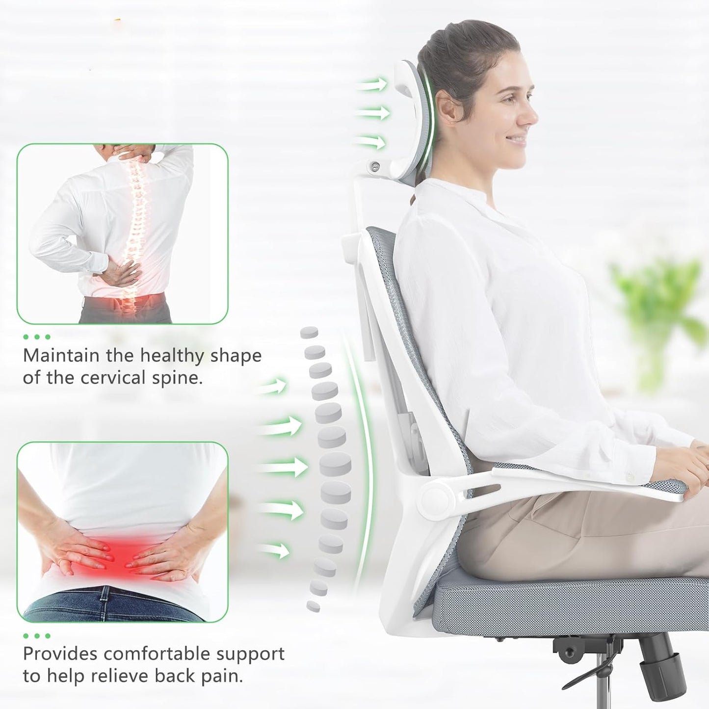 Mesh Office Executive Chair High Back Adjustable Home Desk Chair, Swivel Computer Managerial Chair with Lumbar Support (Grey)