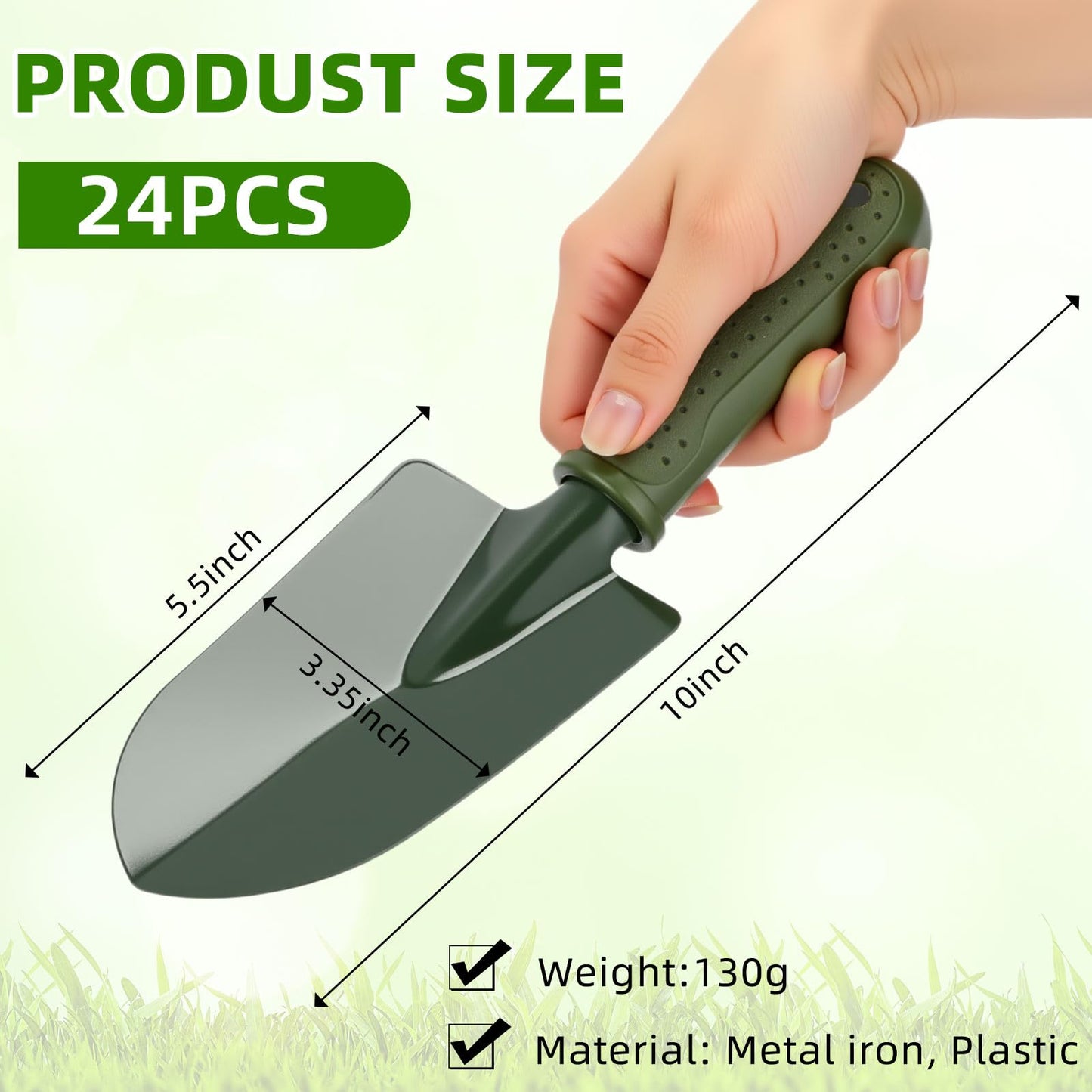 Yaocom 24 Pcs Garden Shovel Trowel Gardening Hand Tools Small Hand Shovels for Digging Metal Trowel Spade with Plastic Handle Anti Slippery for Lawn Yard Home Farm Planting