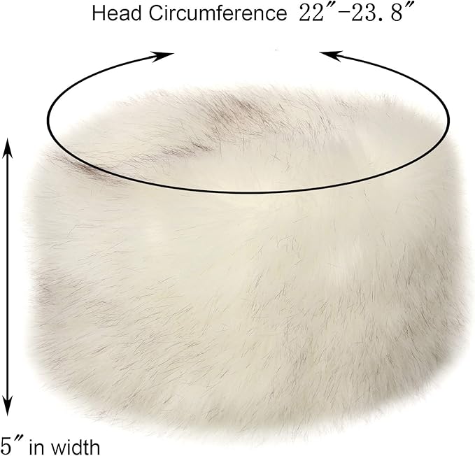 LA CARRIE Women's Faux Fur Hat for Winter with Stretch Cossack Russian Style White Warm Cap