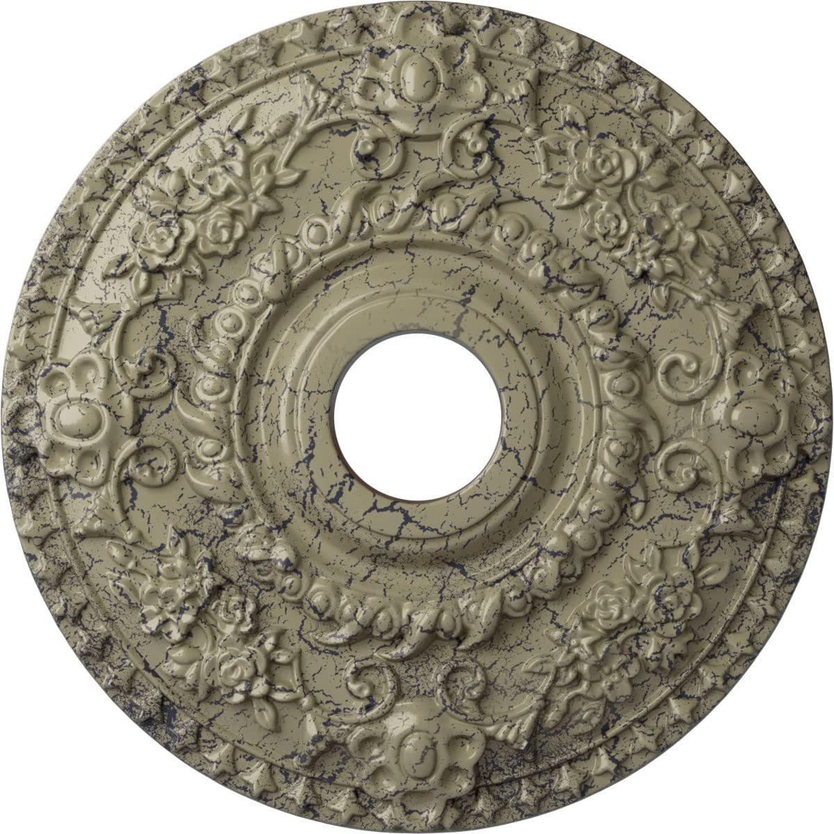 Ekena Millwork Cm18Rocsc Rose Ceiling Medallion Fits Canopies Up To 7 1/4, Castle Stone Crackle