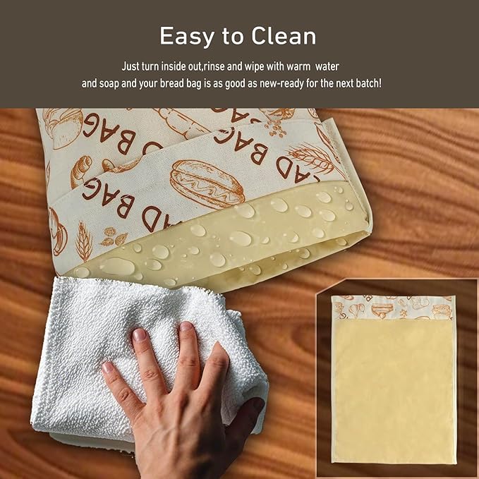 1pcs Reusable Beeswax Food Wraps Bread Bags for Homemade Bread Loaf, Food Storage Containers, Organic Cotton XL Sourdough Beeswax Bread Bag Supplies Sandwich Wrapper, Sustainable, Fresh Keeping