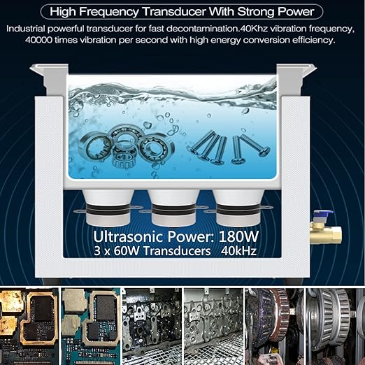 Ultrasonic Cleaner 6.5L with Digital Timer and Heater, Stainless Steel Ultrasonic Cleaning Machine for Carburetor Parts Cleaning