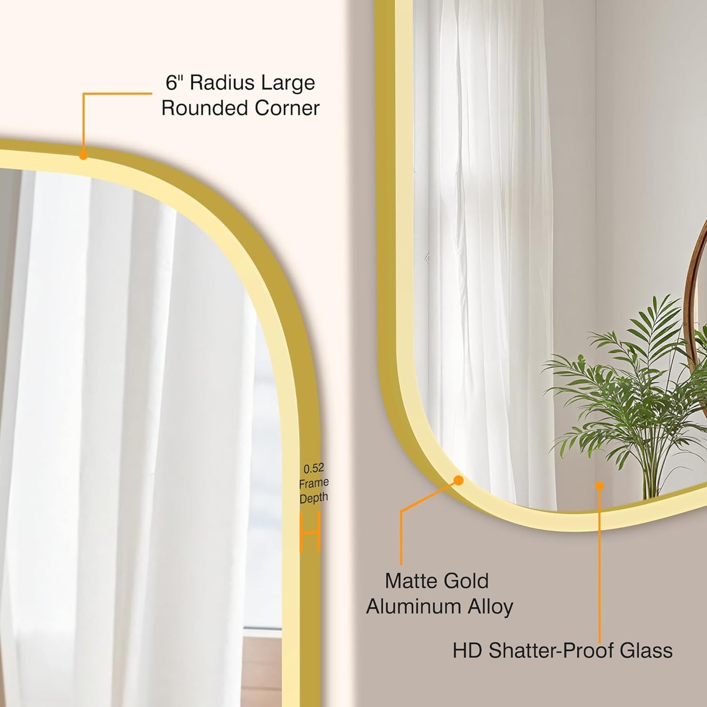 Bathroom Mirrors for Over Sink, 24x36 Gold Vanity Mirror for Bathroom Sink, HD Shatterproof Squircle Wall Mirror for Bathroom Washroom Lavatory Restroom Metal Frame