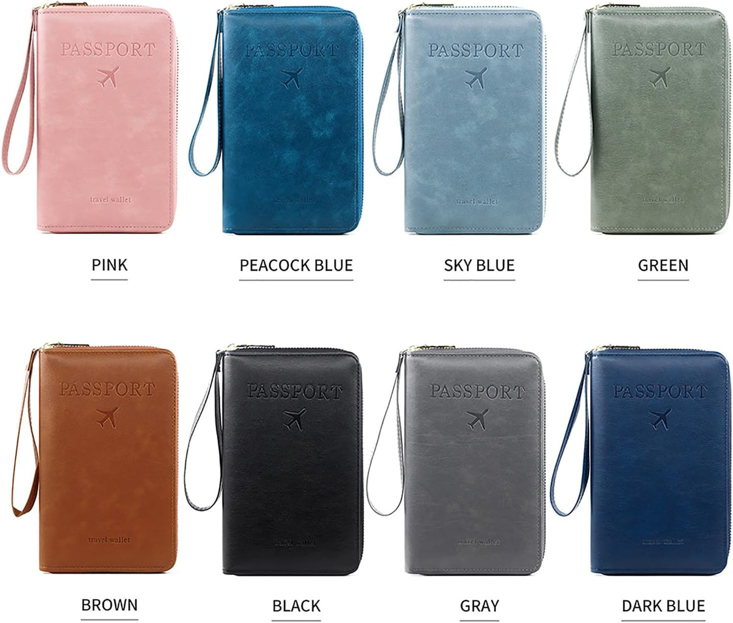 Rowgins Rfid Blocking Passport Holder Wallet, Rowgins Rfid Passport Holder with Zipper, PU Leather PassportHolder for Travel (BLACK)