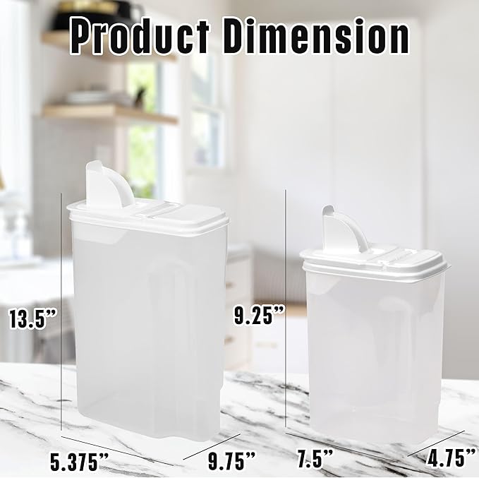 Buddeez Bag In All Purpose Food 4 Piece Dispenser Set - Includes 2 x 8 Quart and 2 x 3.5 Quart Containers - Pet and Pantry Storage