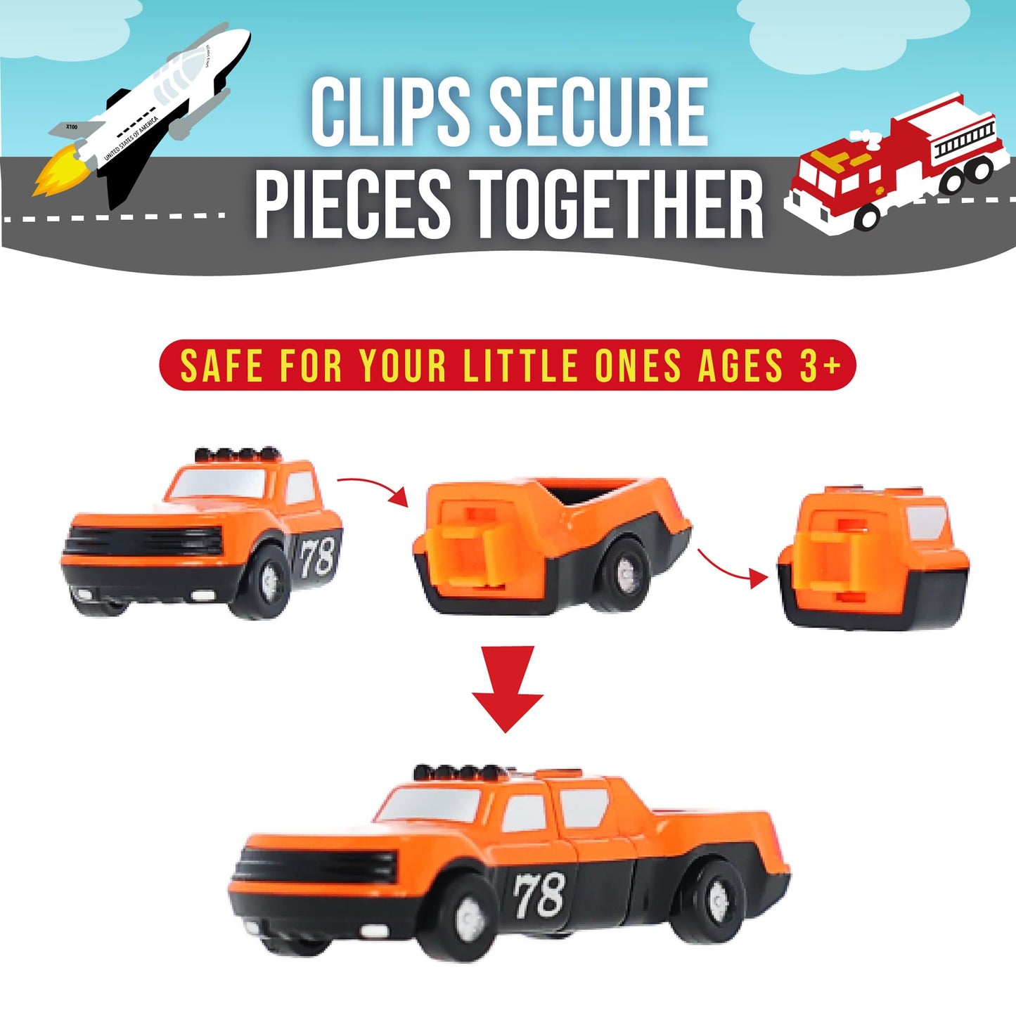 Popular Playthings Magnetic Vehicles for Toddlers 1-3, Mini Mix or Match Car Toys, Set of 9 Gift for Kids - Vehicles
