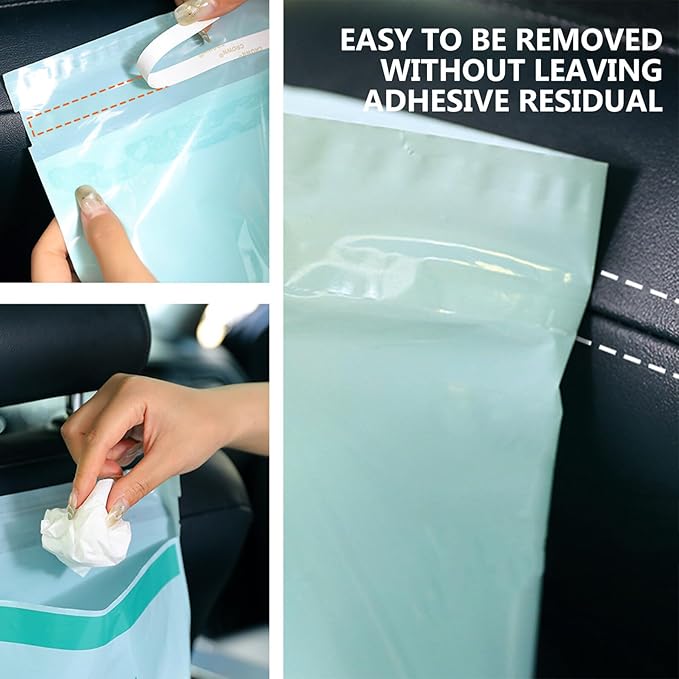 VILLCASE 30pcs Self-adhesive Disposable Trash Bags for Car Kitchen Office Leak-resistant Garbage Pouches with Strong Adhesive Convenient Auto and Home Waste Storage