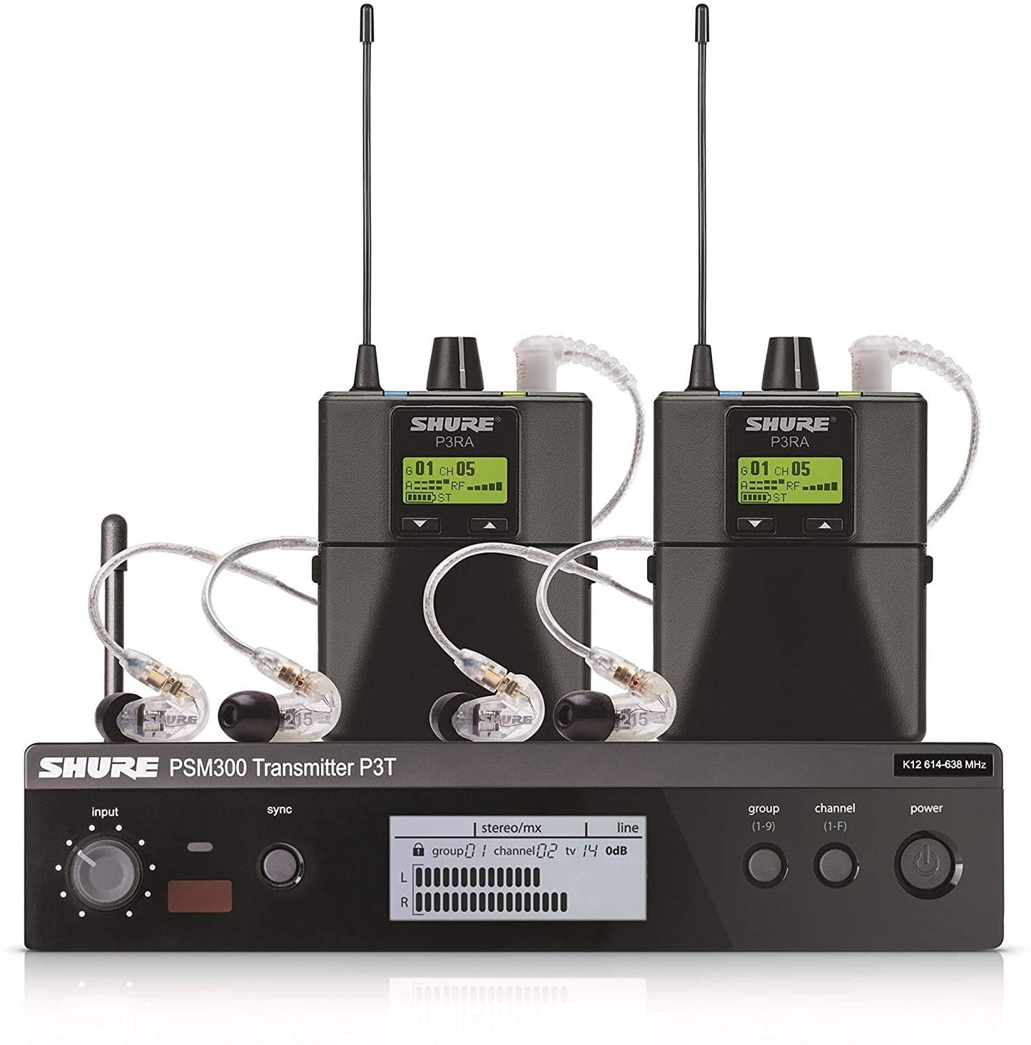 Shure Psm300 P3Tra215Twp Pro Wireless In-Ear Personal Monitor System With Se215-Cl Earphones, Twinpack - J13 Band