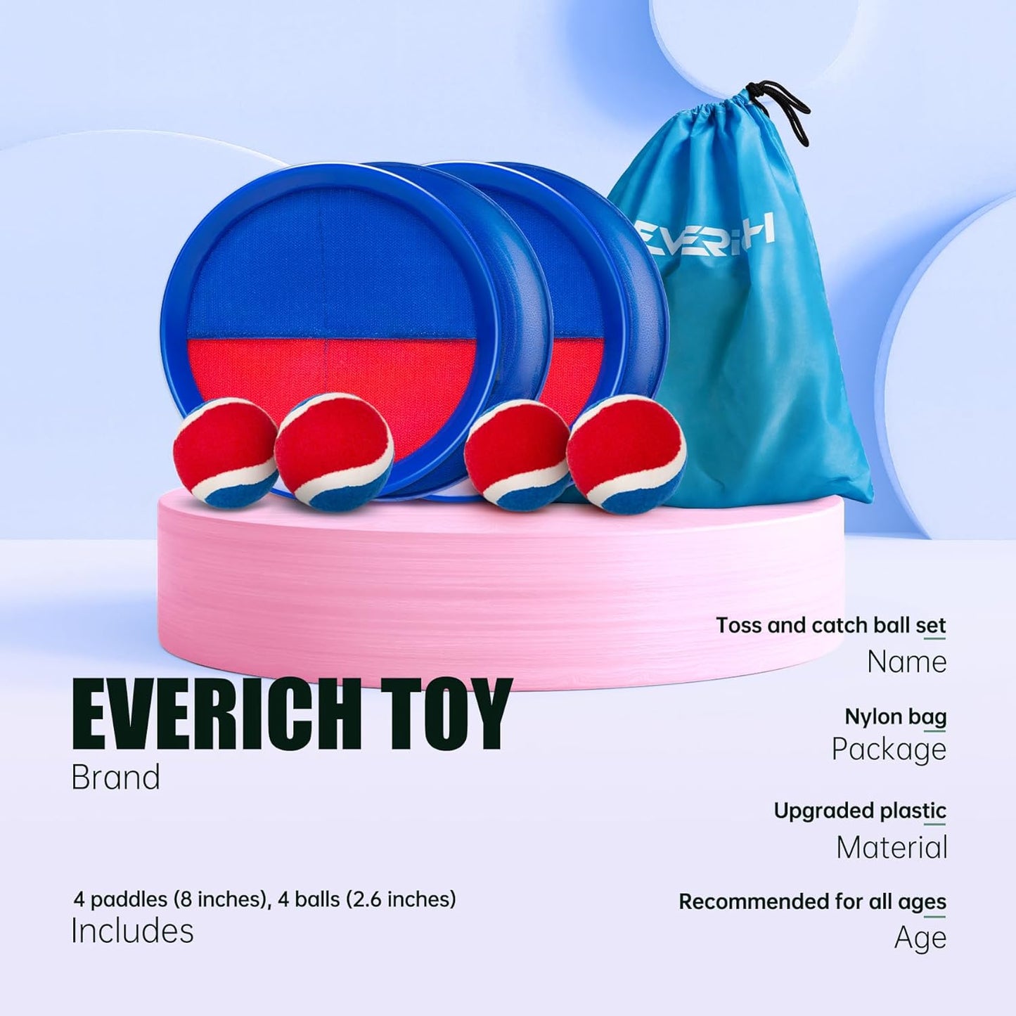 EVERICH Upgraded Toss and Catch Ball Game Set, Outdoor Games for Kids Toys, Stocking Stuffers for Family Games, Beach Pool Yard Outside Toys for Boys Girls 3 4 5 6 7 8-12 Years Old