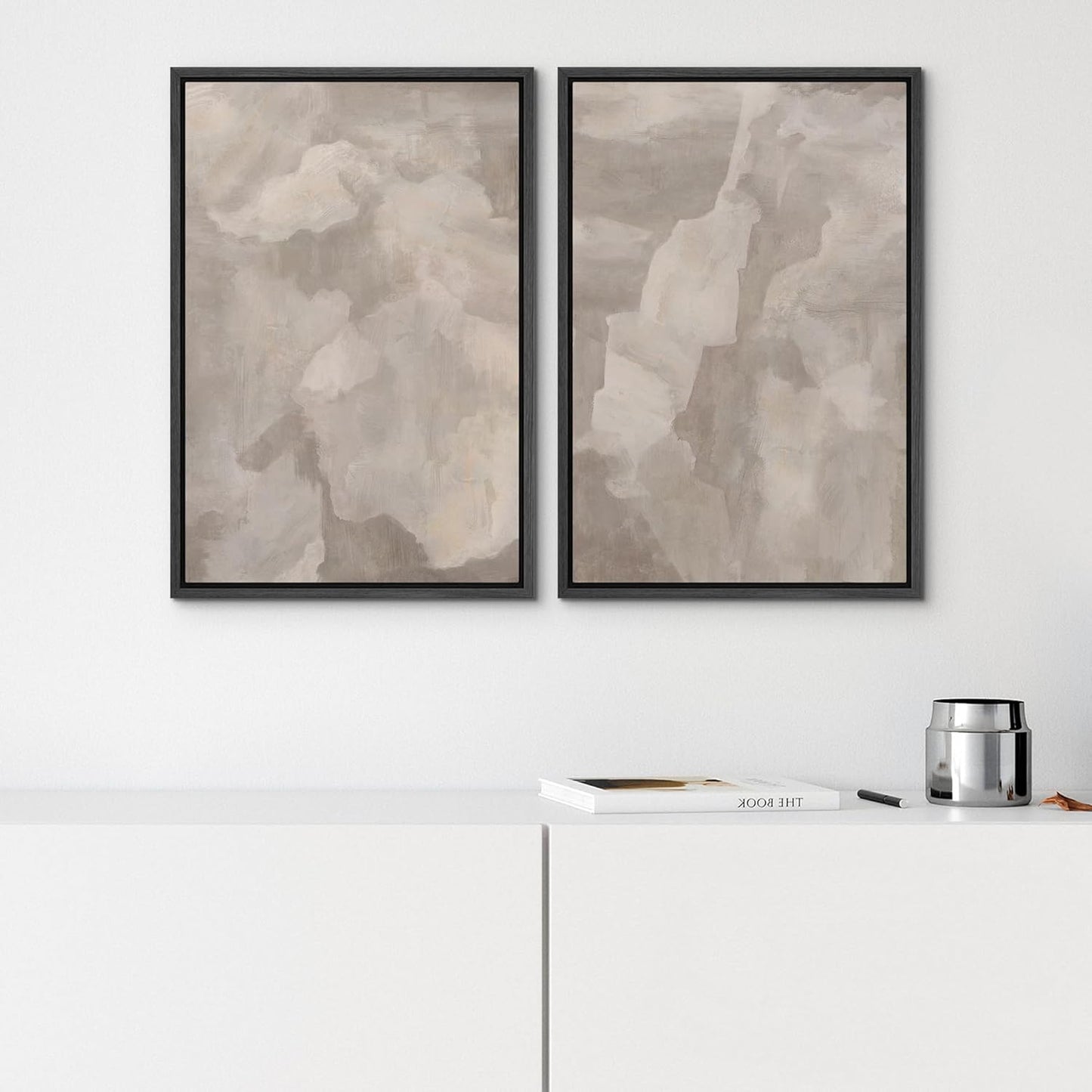 SIGNWIN Framed Canvas Print Wall Art Textured Abstract Earthy Beige Tones Illustrations Modern Art Decorative Contemporary for Living Room, Bedroom, Office - 24"x36"x2 Black