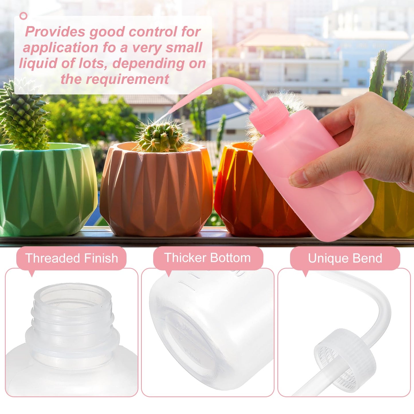 PATIKIL 500ml 17oz Succulent Eyelash Tattoo Wash Bottle, 6 Pcs Plastic Watering Squeeze Bottle Rinse Bottle for Plant Eyelash Extensions Irrigation Lab Gap Cleaning, Clear