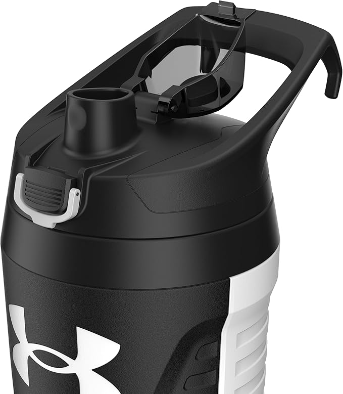 Under Armour 32 oz Insulated Water Bottles - Sports Water Jug with Fence Hook, Leak Resistant for Baseball, Football & More, 32 oz Insulated, White/Black