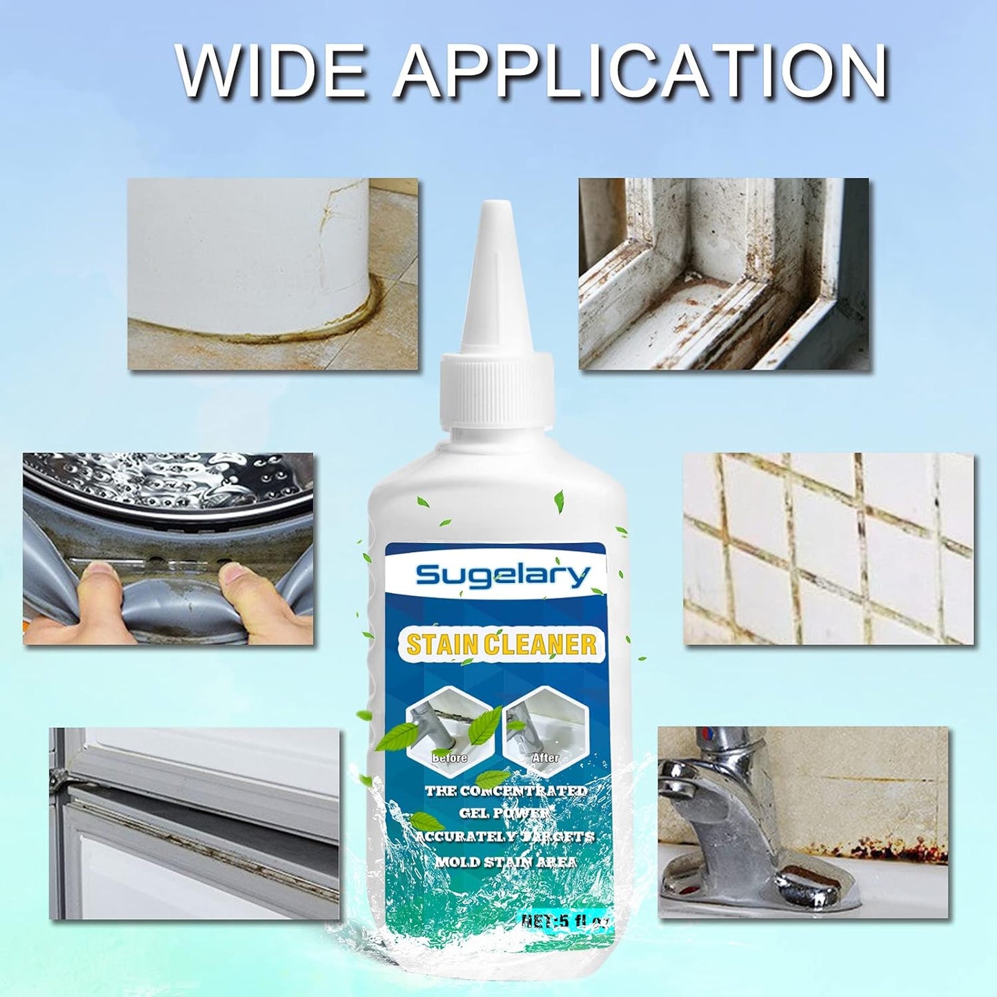Sugelary Home Remover Gel, Household Washing Machine Cleaner for Washing Machine, Refrigerator Strips, Grout Cleaner Best for Home Sink, Kitchen, Showers (2Pack)