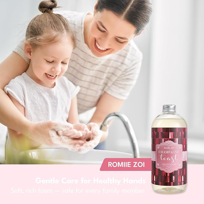 ROMIIE ZOI Liquid Hand Soap Refill, Champagne Scent, Gentle & Moisturizing Formula for Sensitive Skin, Kitchen, Bathroom 750 ML/ 26 FL OZ