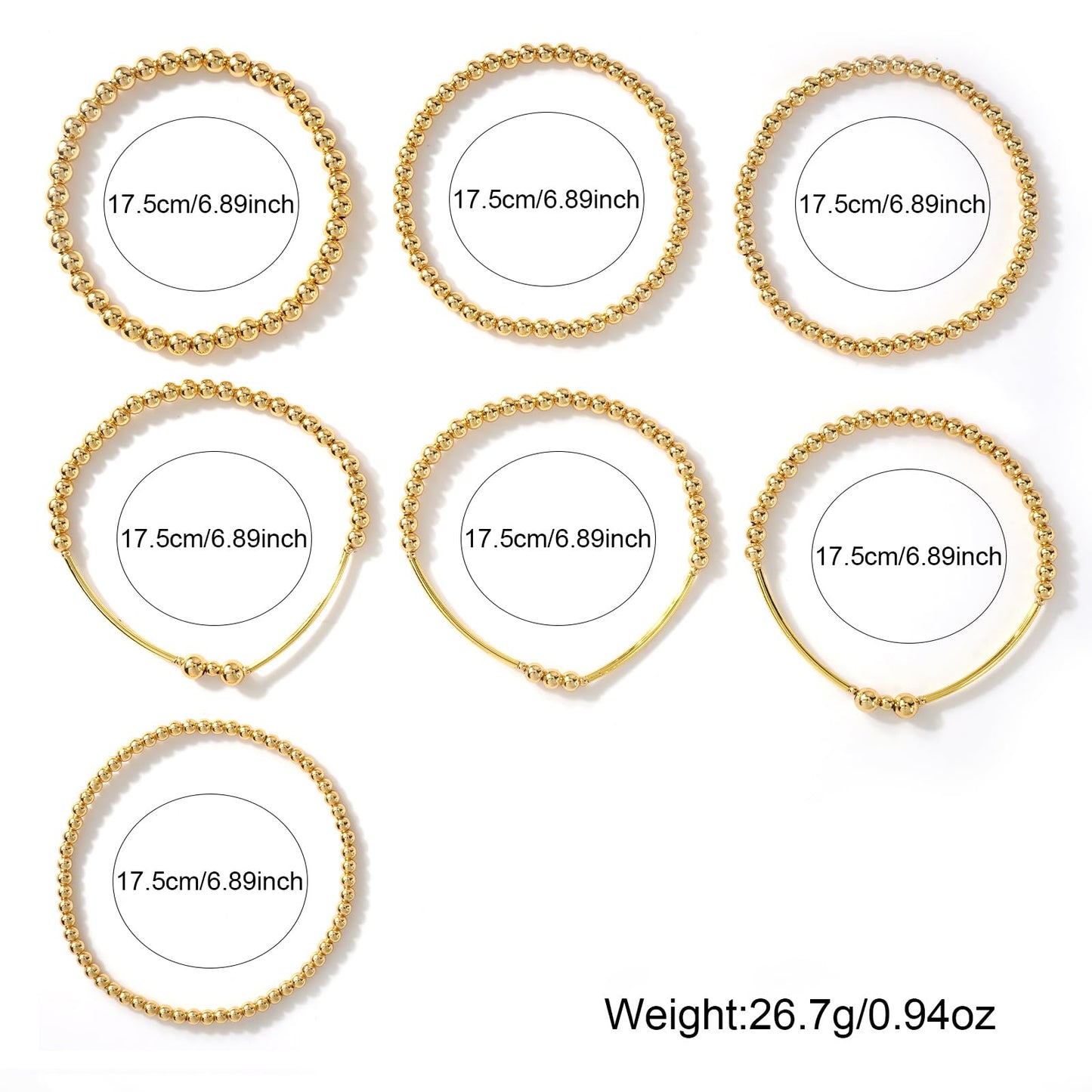 SHINUS BOHO Dainty Gold Beaded Bracelet Stack for Women,Handmade Bohemian 14K Gold Plated Beads Stretch Stackable Bracelets Set Fashion Prom Holiday Jewelry Gifts Friendship Family