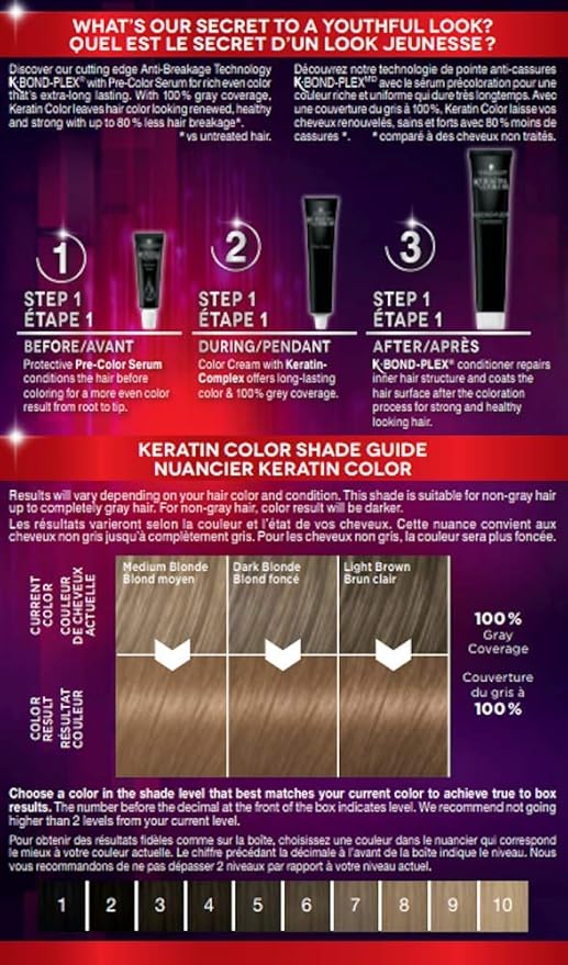 Schwarzkopf Keratin Color 7.55 Dark Golden Blonde Permanent 100% Gray Coverage