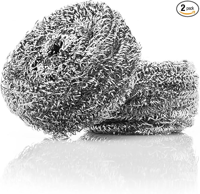 Stanley Home Products Stainless Steel Scrubbers – Rust Resistant Sponge for Pots, Pans, Grills, Ovens, Sinks and Tools – Metal Scrubbers for Kitchen & Garage Cleaning (3 Pack - 6 Count)