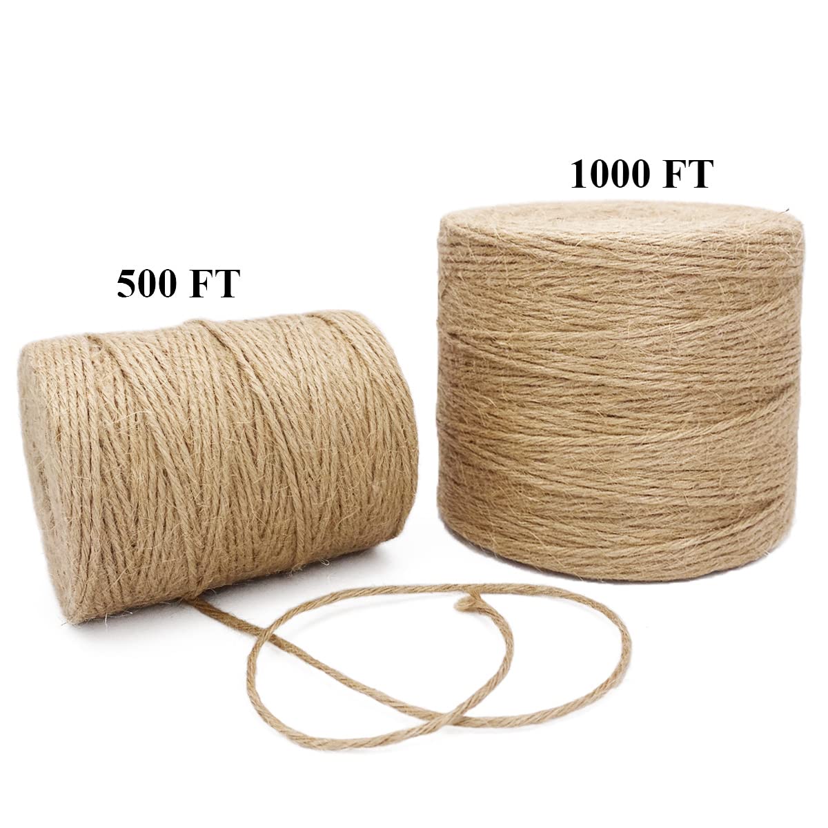 1000FT Jute Twine Rope 3mm Natural Thick Garden Twine String Heavy Duty for Gardening Bundling Crafts Arts Gift Wrapping Packing Material Wedding Christmas Decoration Bulk