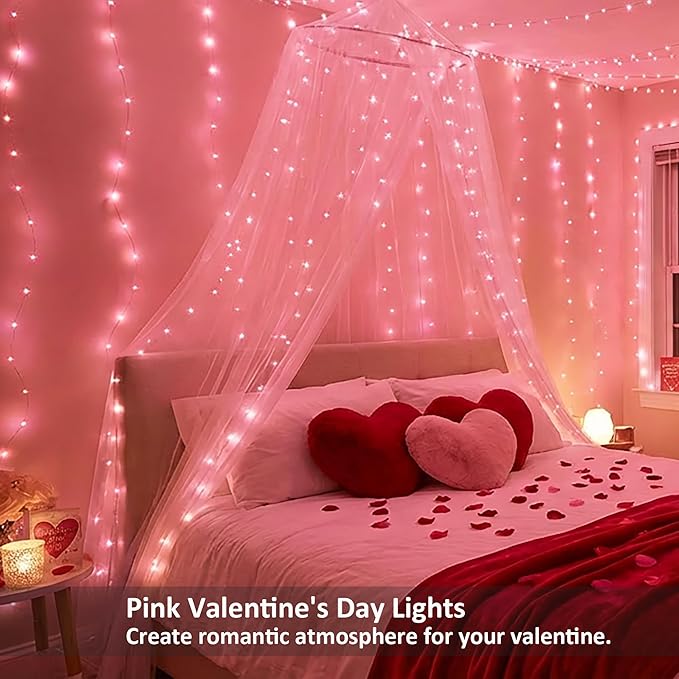 BrizLabs Valentine Fairy String Lights - 2 Pack 66ft 200 LED Color Changing Christmas Fairy Lights with Remote, Plug-in RGB Christmas Twinkle Light Rainbow Firefly Starry Light for Xmas Tree Halloween